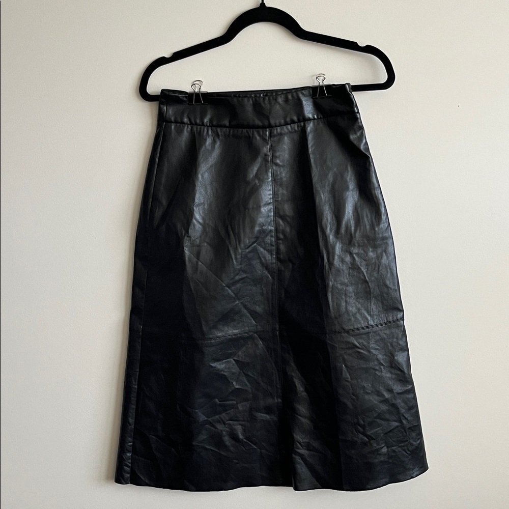 Wilfred Black A-Line Leather Skirt